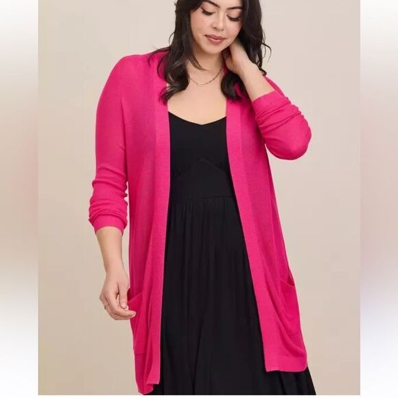 Torrid Pink Open Front Cardigan Sweater Women’s Medium/Large (00) - Picture 1 of 4